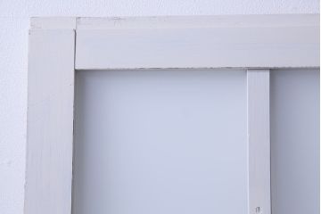 大正昭和初期　モールガラス・すりガラス　アンティークペイントを施したリメイクガラス戸3枚セット(建具、引き戸)