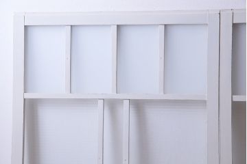 大正昭和初期　モールガラス・すりガラス　アンティークペイントを施したリメイクガラス戸3枚セット(建具、引き戸)