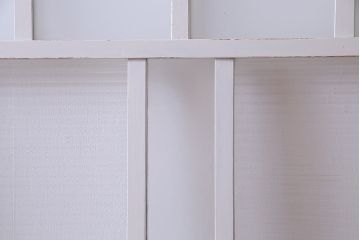 大正昭和初期　モールガラス・すりガラス　アンティークペイントを施したリメイクガラス戸3枚セット(建具、引き戸)