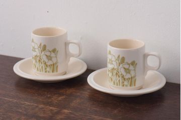 イギリスビンテージ　Hornsea(ホーンジー)　FLEUR(フルール)　カップ&ソーサー2客セット(2)