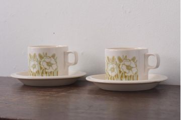 イギリスビンテージ　Hornsea(ホーンジー)　FLEUR(フルール)　カップ&ソーサー2客セット(コーヒーカップ)(1)