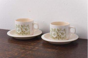 イギリスビンテージ　Hornsea(ホーンジー)　FLEUR(フルール)　カップ&ソーサー2客セット(コーヒーカップ)(3)