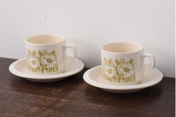 イギリスビンテージ　Hornsea(ホーンジー)　FLEUR(フルール)　カップ&ソーサー2客セット(コーヒーカップ)