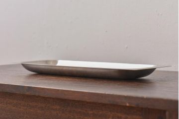 北欧ビンテージ　GERMETCO　シンプルで格好良いステンレスプレート(トレー、長皿)