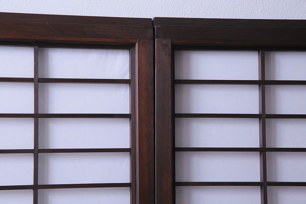 当店オリジナルガラス入り　市松模様のガラスがモダンな障子戸4枚セット(ガラス帯戸、引戸、建具)