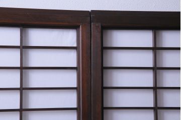 当店オリジナルガラス入り　市松模様のガラスがモダンな障子戸4枚セット(ガラス帯戸、引戸、建具)