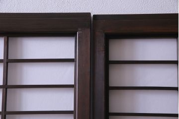 当店オリジナルガラス入り　市松模様のガラスがモダンな障子戸4枚セット(ガラス帯戸、引戸、建具)