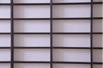 当店オリジナルガラス入り　市松模様のガラスがモダンな障子戸4枚セット(ガラス帯戸、引戸、建具)