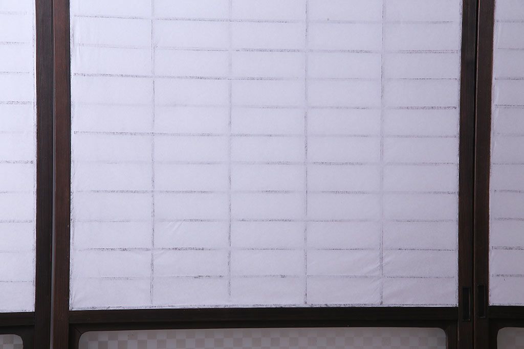 当店オリジナルガラス入り　市松模様のガラスがモダンな障子戸4枚セット(ガラス帯戸、引戸、建具)