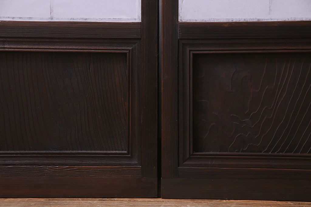 当店オリジナルガラス入り　市松模様のガラスがモダンな障子戸4枚セット(ガラス帯戸、引戸、建具)