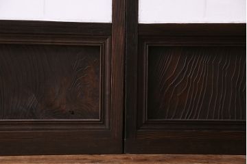 当店オリジナルガラス入り　市松模様のガラスがモダンな障子戸4枚セット(ガラス帯戸、引戸、建具)