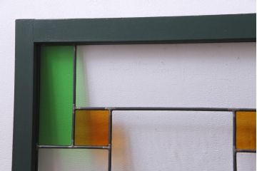 ラフジュ工房オリジナル　両面ガラス　色ガラス入りステンドグラスの戸棚(収納棚、サイドボード)(1)