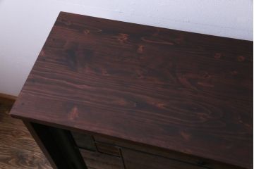 ラフジュ工房オリジナル　両面ガラス　色ガラス入りステンドグラスの戸棚(収納棚、サイドボード)(1)