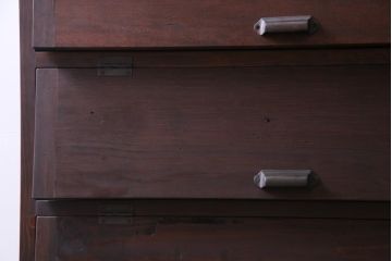 アンティーク家具　リメイク品　前面松材　古材の風合いが味わい深いパタパタ扉のキャビネット(7段タイプ)(戸棚、下駄箱、収納棚)