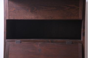 アンティーク家具　リメイク品　前面松材　古材の風合いが味わい深いパタパタ扉のキャビネット(7段タイプ)(戸棚、下駄箱、収納棚)