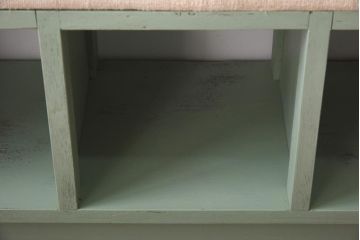 リメイク家具　ペイント　収納棚が便利なクッションベンチ(飾り棚)