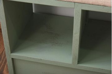 リメイク家具　ペイント　収納棚が便利なクッションベンチ(飾り棚)