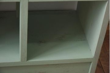 リメイク家具　ペイント　収納棚が便利なクッションベンチ(飾り棚)