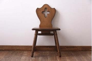中古　四国工芸　森のサーカス　カントリーテイストなチェア(スツール、小椅子)(1)