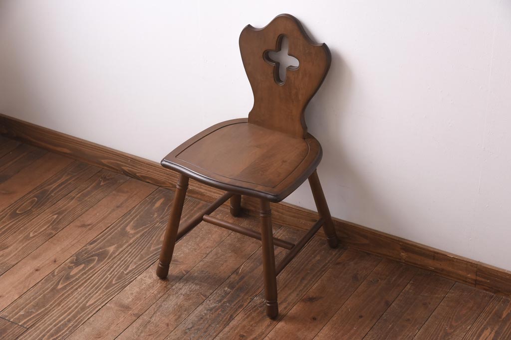 中古　四国工芸　森のサーカス　カントリーテイストなチェア(スツール、小椅子)(2)