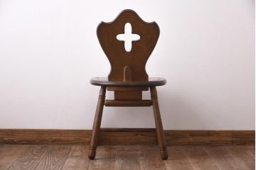 中古　四国工芸　森のサーカス　カントリーテイストなチェア(スツール、小椅子)(2)