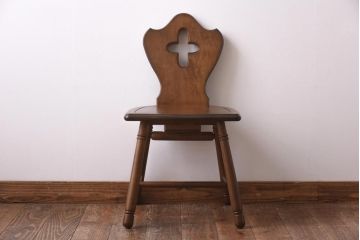 中古　四国工芸　森のサーカス　カントリーテイストなチェア(スツール、小椅子)(2)