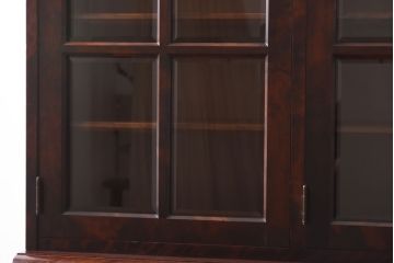 中古　北海道民芸家具　OM168特注品　カバ材の木目が美しい収納棚(食器棚、カップボード)(定価約90万円〜)