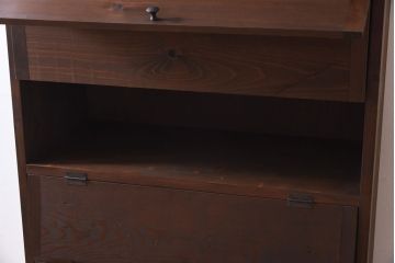 リメイク家具　前面松材　古材の風合いが味わい深いパタパタ扉の鉄脚付きキャビネット(7段タイプ)(戸棚、下駄箱、収納棚)