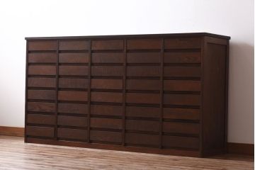 リメイク家具　前板ナラ材　40杯もの引き出しが付いた迫力満点なチェスト(引き出し、書類ケース)