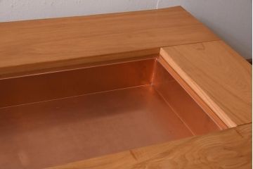 アンティーク雑貨　中古　柏木工　温もり溢れるナラ材製の長火鉢(座卓、ローテーブル)