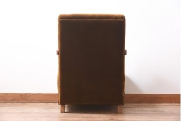 アンティーク家具　和製アンティーク　低めの高さが心地いいベルベット素材の1人掛けソファ(2)