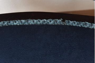 アンティーク家具　フランスアンティーク　オーク材　ブルーのファブリックがシックな印象与えるチェア(椅子)