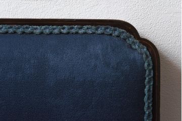 アンティーク家具　フランスアンティーク　オーク材　ブルーのファブリックがシックな印象与えるチェア(椅子)(1)