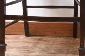 アンティーク家具　フランスアンティーク　オーク材　ブルーのファブリックがシックな印象与えるチェア(椅子)(1)