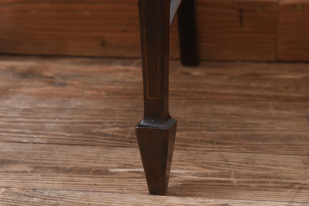 アンティーク家具　フランスアンティーク　オーク材　ブルーのファブリックがシックな印象与えるチェア(椅子)(1)