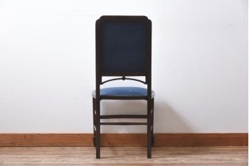 アンティーク家具　フランスアンティーク　オーク材　ブルーのファブリックがシックな印象与えるチェア(椅子)(1)