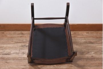 アンティーク家具　フランスアンティーク　オーク材　ブルーのファブリックがシックな印象与えるチェア(椅子)(1)