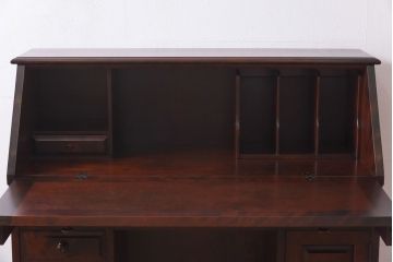 ビンテージ　北海道民芸家具　絶版品!風格漂う両袖ライティングビューロー(デスク、在宅ワーク、在宅用両袖机)