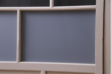 ペイント家具　すりガラス・チェッカーガラス　レトロな雰囲気漂うガラス戸4枚セット(引き戸、建具)