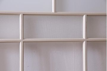 ペイント家具　すりガラス・チェッカーガラス　レトロな雰囲気漂うガラス戸4枚セット(引き戸、建具)