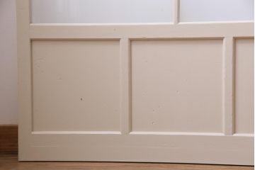 ペイント家具　すりガラス・チェッカーガラス　レトロな雰囲気漂うガラス戸4枚セット(引き戸、建具)