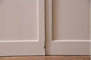 ペイント家具　すりガラス・チェッカーガラス　レトロな雰囲気漂うガラス戸4枚セット(引き戸、建具)