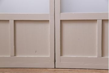 ペイント家具　すりガラス・チェッカーガラス　レトロな雰囲気漂うガラス戸4枚セット(引き戸、建具)