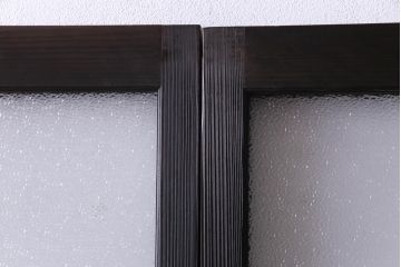 大正ロマン　ダイヤガラス入り　3色の色ガラスが目を引くモダンなガラス戸4枚セット(引き戸、建具)