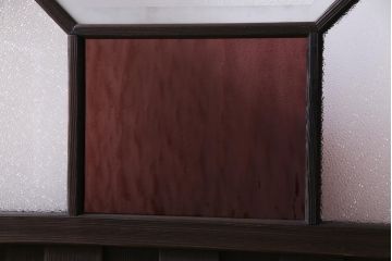 大正ロマン　ダイヤガラス入り　3色の色ガラスが目を引くモダンなガラス戸4枚セット(引き戸、建具)