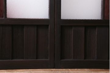 大正ロマン　ダイヤガラス入り　3色の色ガラスが目を引くモダンなガラス戸4枚セット(引き戸、建具)