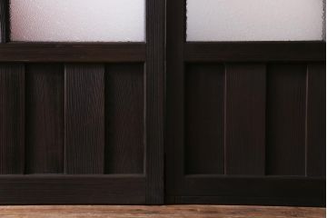 大正ロマン　ダイヤガラス入り　3色の色ガラスが目を引くモダンなガラス戸4枚セット(引き戸、建具)