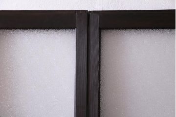 大正ロマン　ダイヤガラス入り　3色の色ガラスが目を引くモダンなガラス戸4枚セット(引き戸、建具)