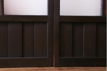 大正ロマン　ダイヤガラス入り　3色の色ガラスが目を引くモダンなガラス戸4枚セット(引き戸、建具)