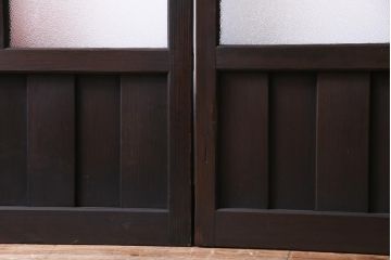 大正ロマン　ダイヤガラス入り　3色の色ガラスが目を引くモダンなガラス戸4枚セット(引き戸、建具)